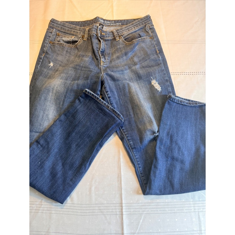 Gap Skinny Fit Distressed Ripped Medium Wash Blue Denim Jeans‎ Womens 12/31R